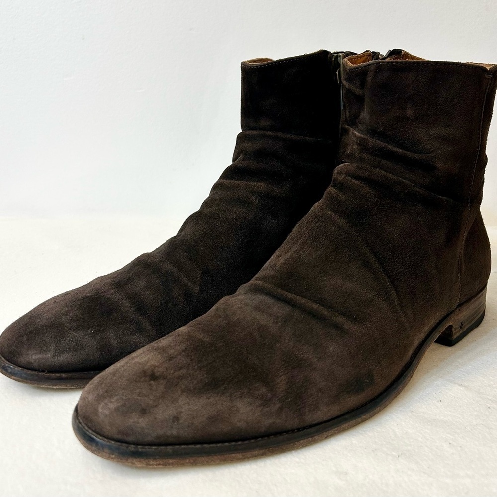 John Varvatos Men’s Morrison Sharpei Dark Brown Lamb Leather Boots Size 9.5 - Picture 5 of 16